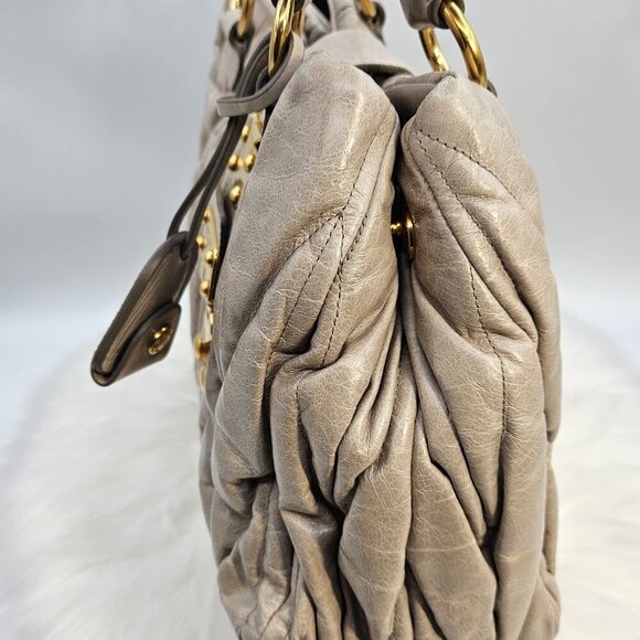 Miu Miu  Matelassé Beige Leather Two-Way Bag - Picture 8 of 17